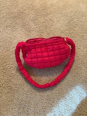 Quilted Pink Shoulder Bag with Padded Strap